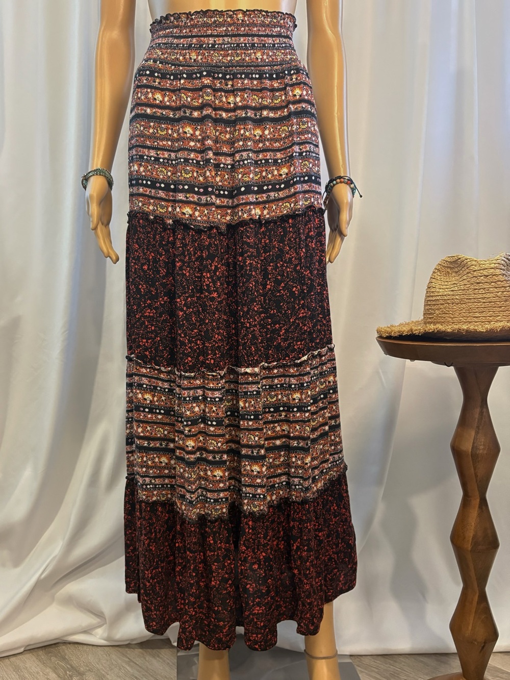 Vintage Mossimo Supply Co. (Target Era) Whimsigoth Tiered Maxi Skirt - Size S